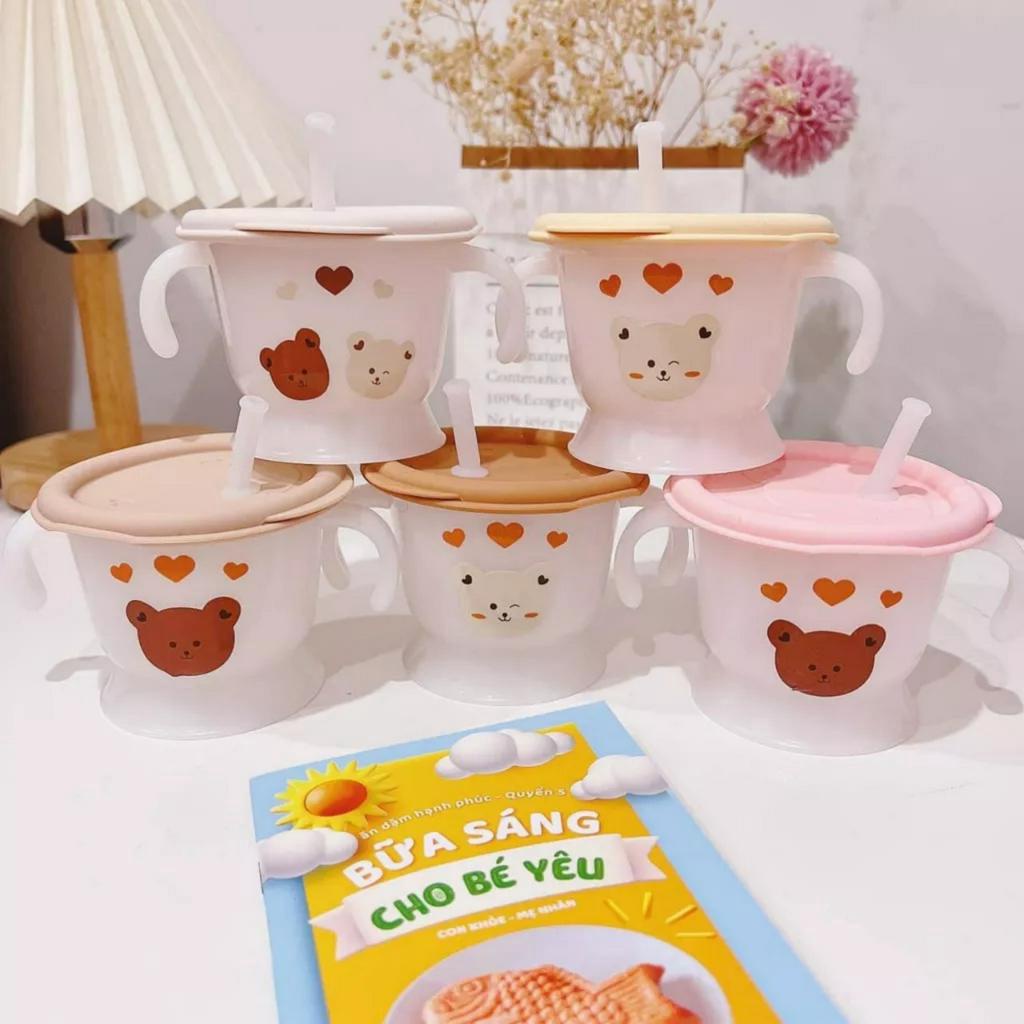 Cốc tập hút, tập uống 3 giai đoạn hình gấu Mumbebe chống sặc an toàn cho bé