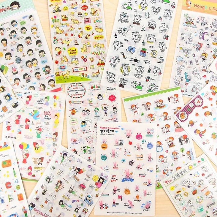 Combo 6 Miếng Dán Trang Trí Sticker Trang Trí Sticker Ngộ Nghĩnh Phong Cách Hàn Quốc Dễ Thương