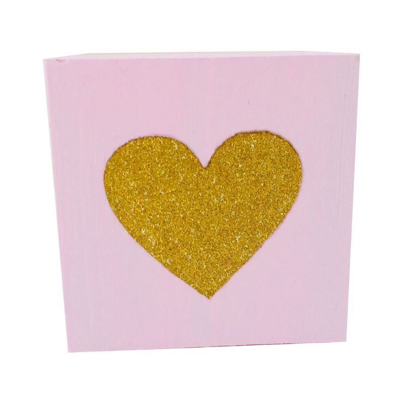 Tấm Gỗ Mềm Lắp Ráp Hình Trái Tim Màu Vàng Kim Lấp Lánh Trang Trí Phòng Bé