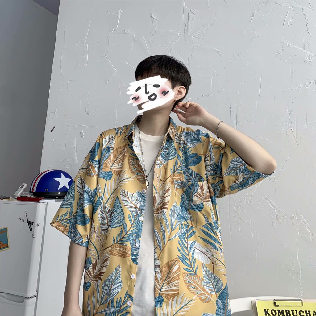 Áo Sơ Mi Nam Ngắn Tay Họa Tiết Hoa Phong Cách Hawaii Size M-3Xl