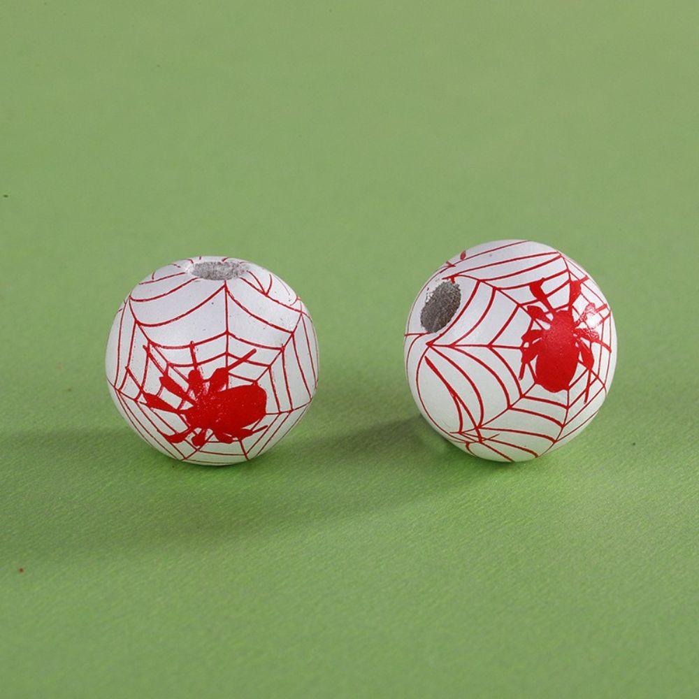 Hạt Gỗ Tròn Nhiều Màu Sắc In Họa Tiết Nhện 1 Cái VANES1 Dùng Làm Trang Sức / Dây