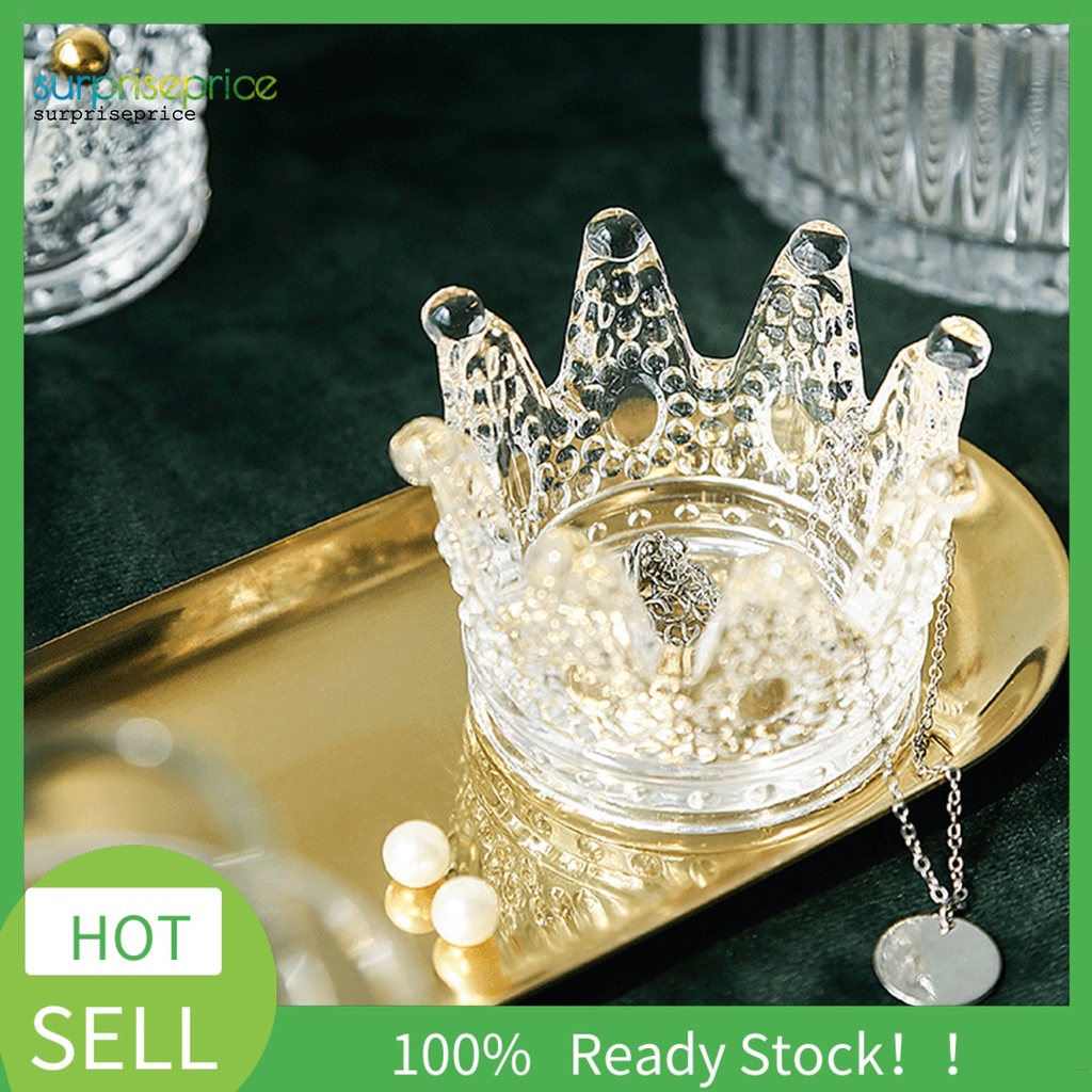 Khay đựng trang sức trong suốt viền mịn hình vương miện