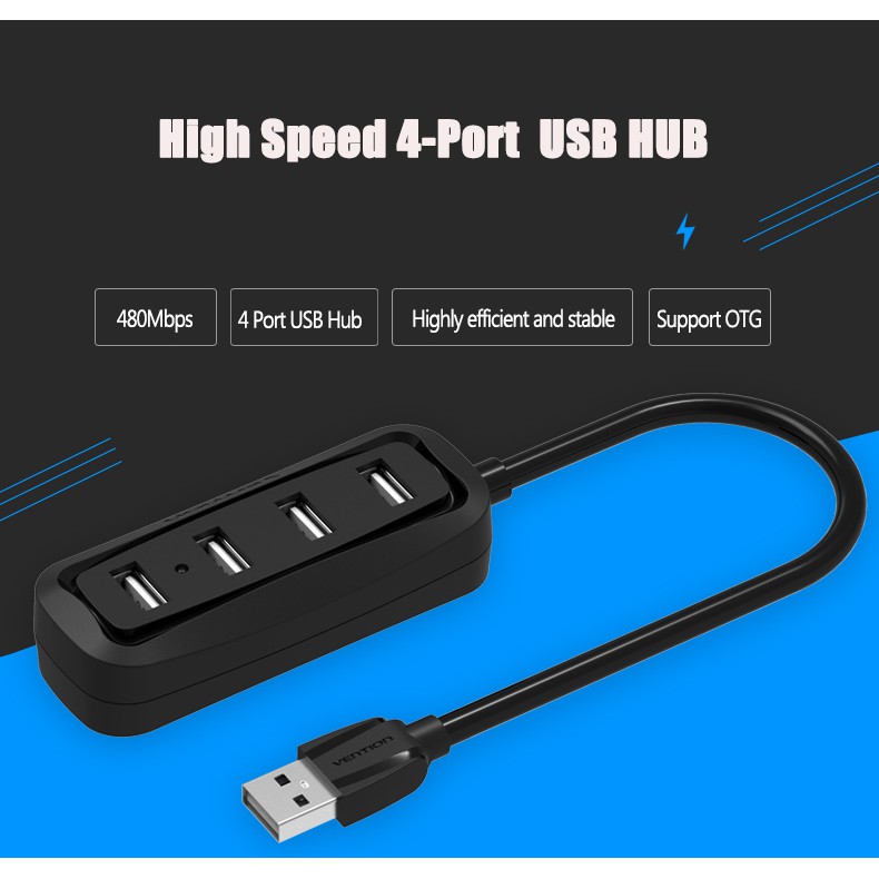 [CHÍNH HÃNG] Chia Usb, Hub Vention 4 cổng USB2.0 Hub OTG HUB USB