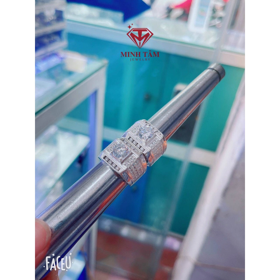 Nhẫn nam bạc đính đá bạc ta viền đá xung quanh Minh Tâm Jewelry