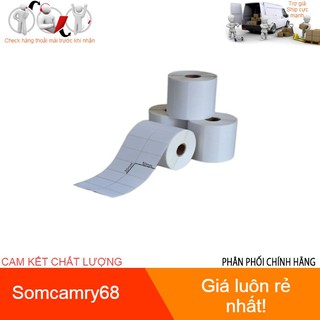 Giấy decal thường in tem nhãn khổ 50x30 mm, 2 tem/hàng, cuộn 50m