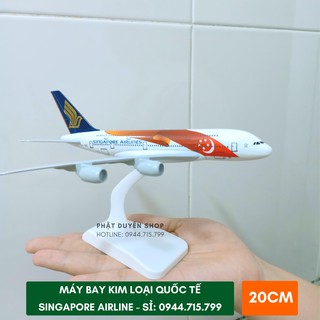 Mô Hình Máy Bay tĩnh (20cm + Đế chưng bày) Hợp kim Airbus A380 Singapore Airlines Everfly