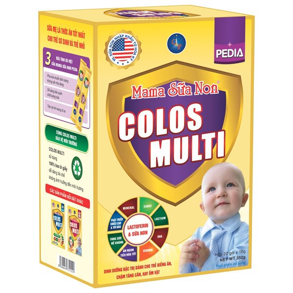 Sữa non tăng đề kháng cho bé - Sữa bột Mama Sữa Non Colos Multi Pedia hộp 22 gói x 16g - 352g