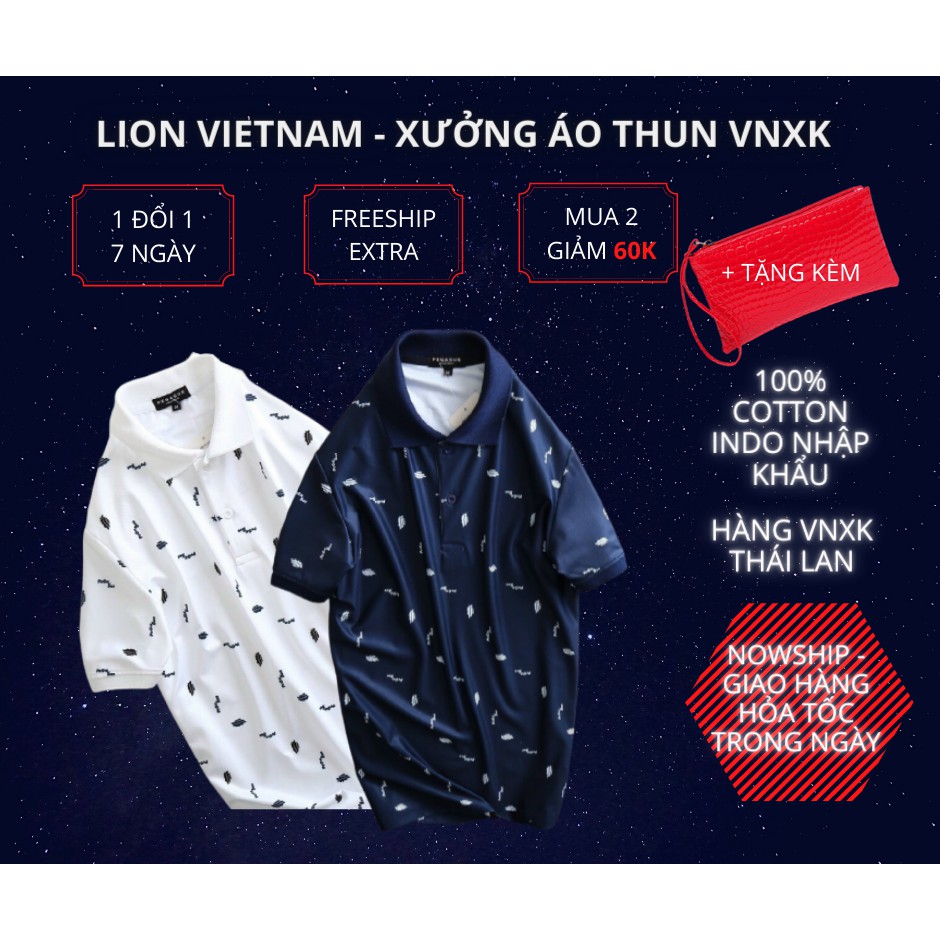 Áo thun nam có cổ pegasus, 100% cotton nhập khẩu, sang xịn mịn, cổ dệt cao cấp, hàng Việt Nam xuất khẩu Thái Lan