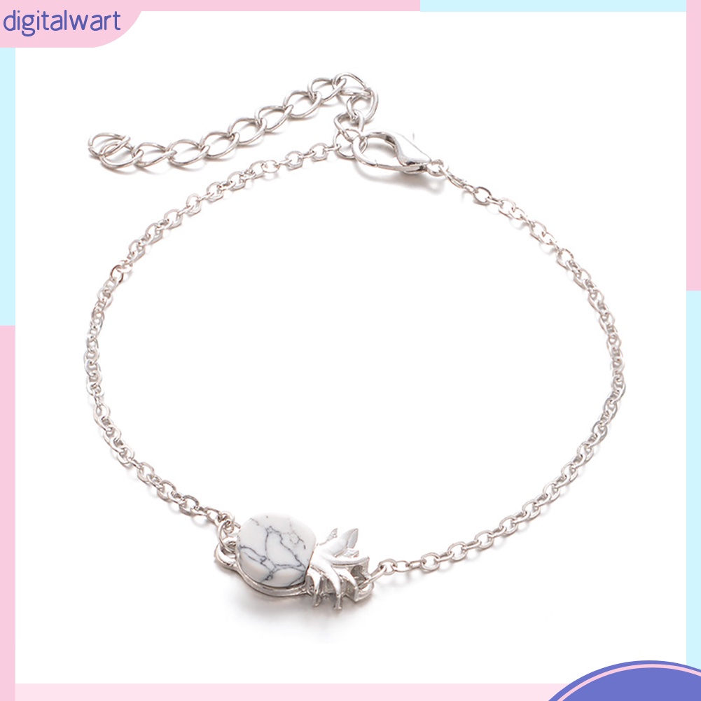 Vòng tay hợp kim thiết kế mặt quả dứa đính đá nhiều màu phong cách cổ điển sang trọng dành cho nữ