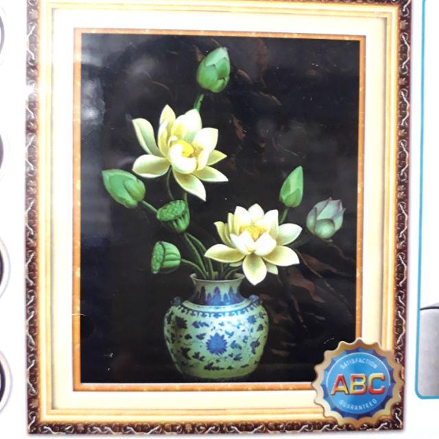 tranh đính đá bình hoa sen y8202 ( 50x60) df2940(50×60)