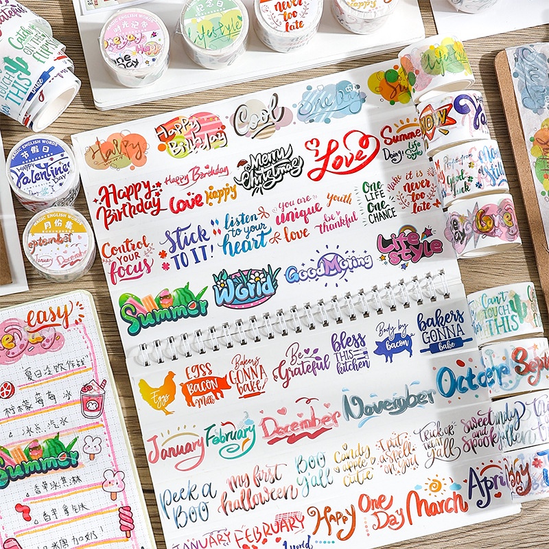 Peach 1Pcs Magic cute English word letter tape sticker Diary Scarpbooking DIY Decoration Washi Tape