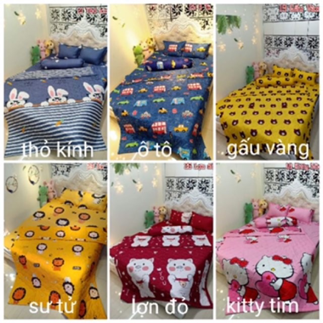 Bộ ga gối chăn hè cotton poly 5 món cao cấp
