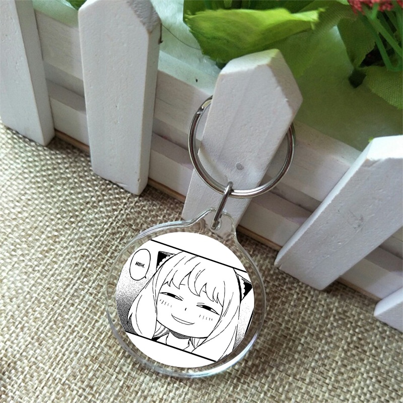 ( Tròn ) Móc treo chìa khóa mica Anya Spy x Family xinh xắn