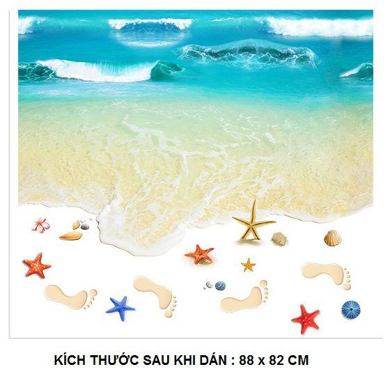 Decal dán tường Bãi cát biển 3D DCS035