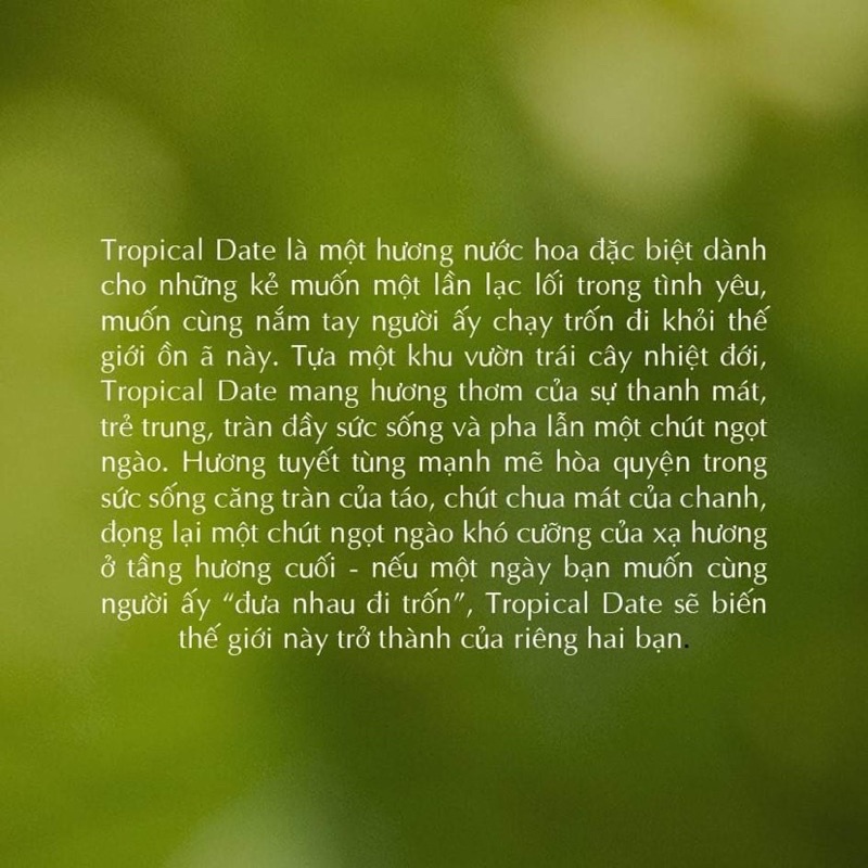 Nước hoa nam thơm lâu chính hãng Tropical Date Eau De Parfum chai 10ml, 50ml - LOLI & THE WOLF | Thế Giới Skin Care