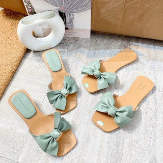 Guốc dép quai ngang phối nơ - Siêu xinh