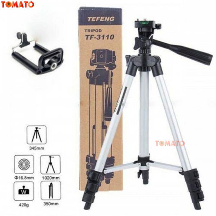 Gậy Tripod 3 chân 3110 + Kẹp điện thoại, Có Remote Bluetooth chụp ảnh,Giá Đỡ Điện Thoại 3110 - Phụ Kiện Tomato