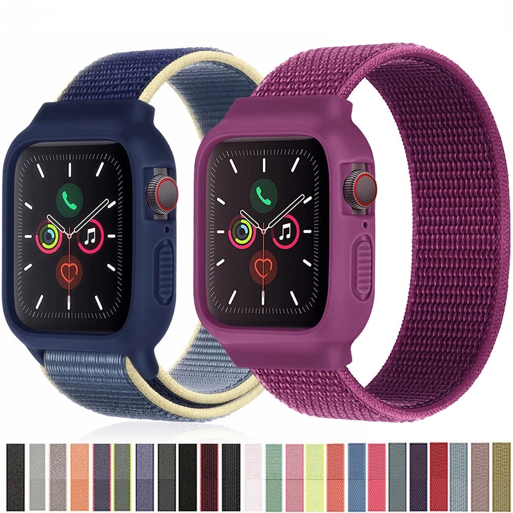 Ốp Bảo Vệ 2 Trong 1 Bằng Nylon + Dây Đeo Cho iwatch series 49mm 45mm 44mm 42MM 41mm 40MM 38mm iwatch series ultra 8 7 6 SE 5 4 3 2 T500 Pro / d20