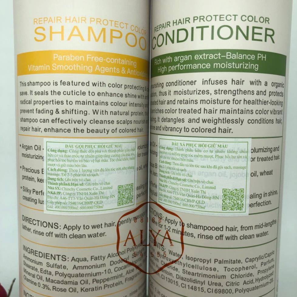 Cặp dầu gội xả DIVA Collagen 750ML Giảm Gãy Rụng Phụ hồi tóc hư tổn, giữ màu tóc nhuộm. CHÍNH HÃNG Ý ALYA