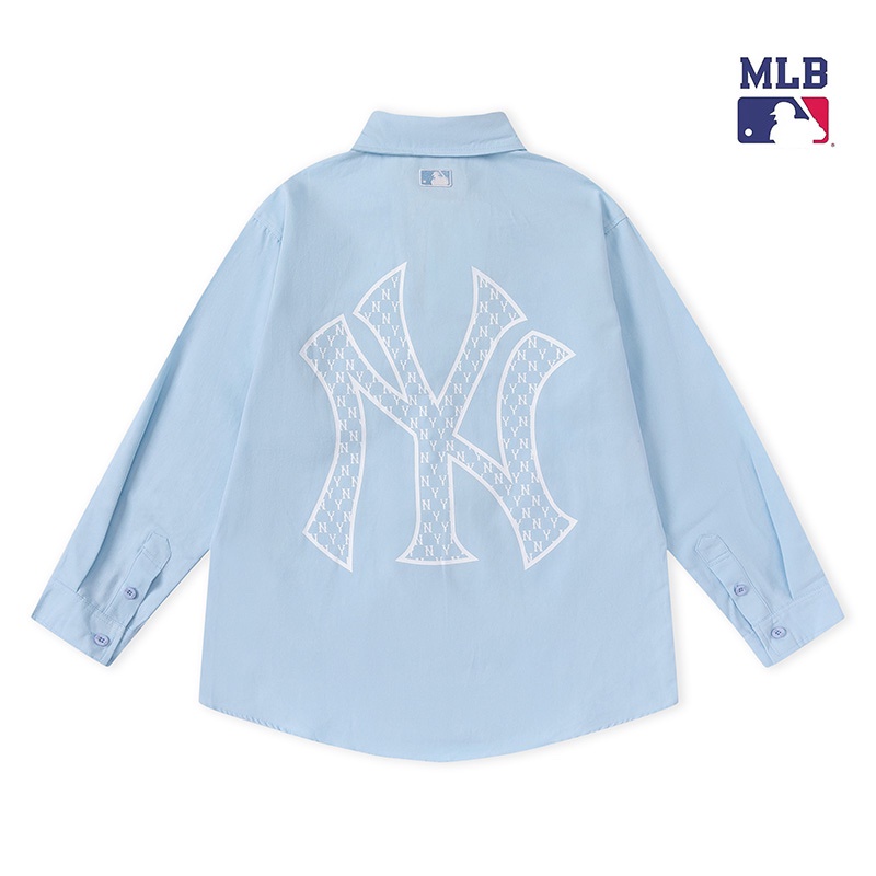 ❤❀  ❤ Áo Sơ Mi Tay Dài Thêu Họa Tiết MLB NY Phong Cách Retro Mới Cho Cặp Đôi