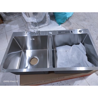 Chậu rửa chén bát inox 304 kt 82x45 đa năng có vắt dao thớt