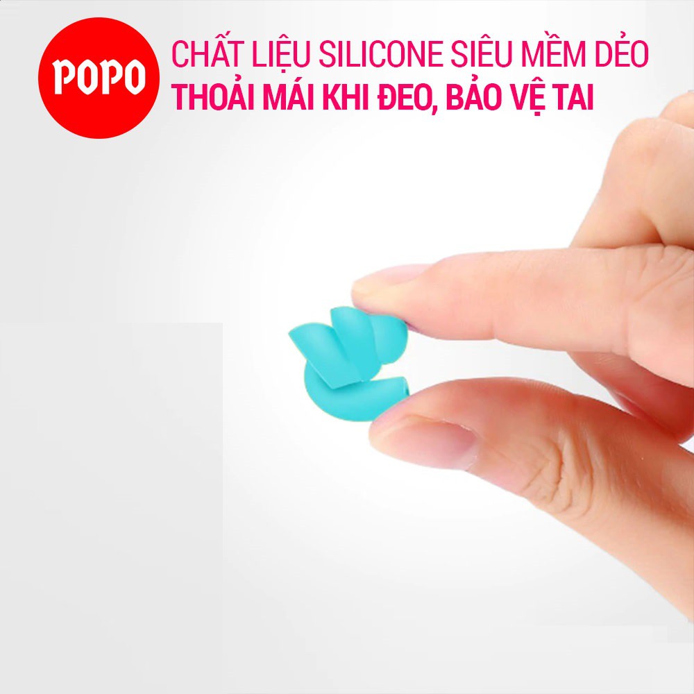 Bộ hai bịt tai EN2 nhỏ gọn,có hộp cho bé cao cấp chống nước khi bơi POPO