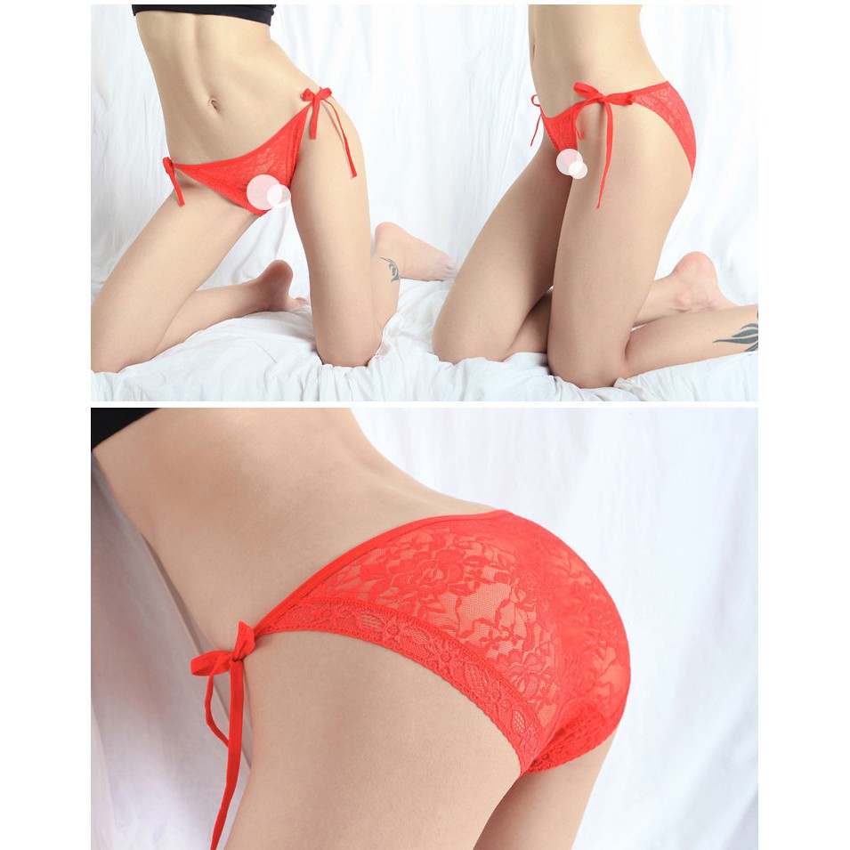 Quần Lót Nữ Ren Sexy cao cấp mềm mại kháng khuẩn sexy gợi cảm buộc nơ 2 bên mẫu REN c23