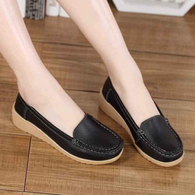 Giày moca da mềm cao 4,5 cm
