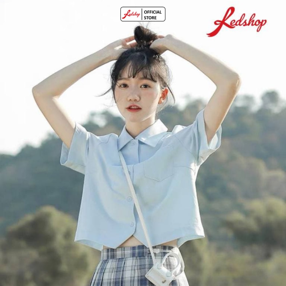 Áo Sơ Mi Nữ Seon Dáng Lửng Cổ Bẻ Ngắn Tay Nhiều Màu REDSHOP