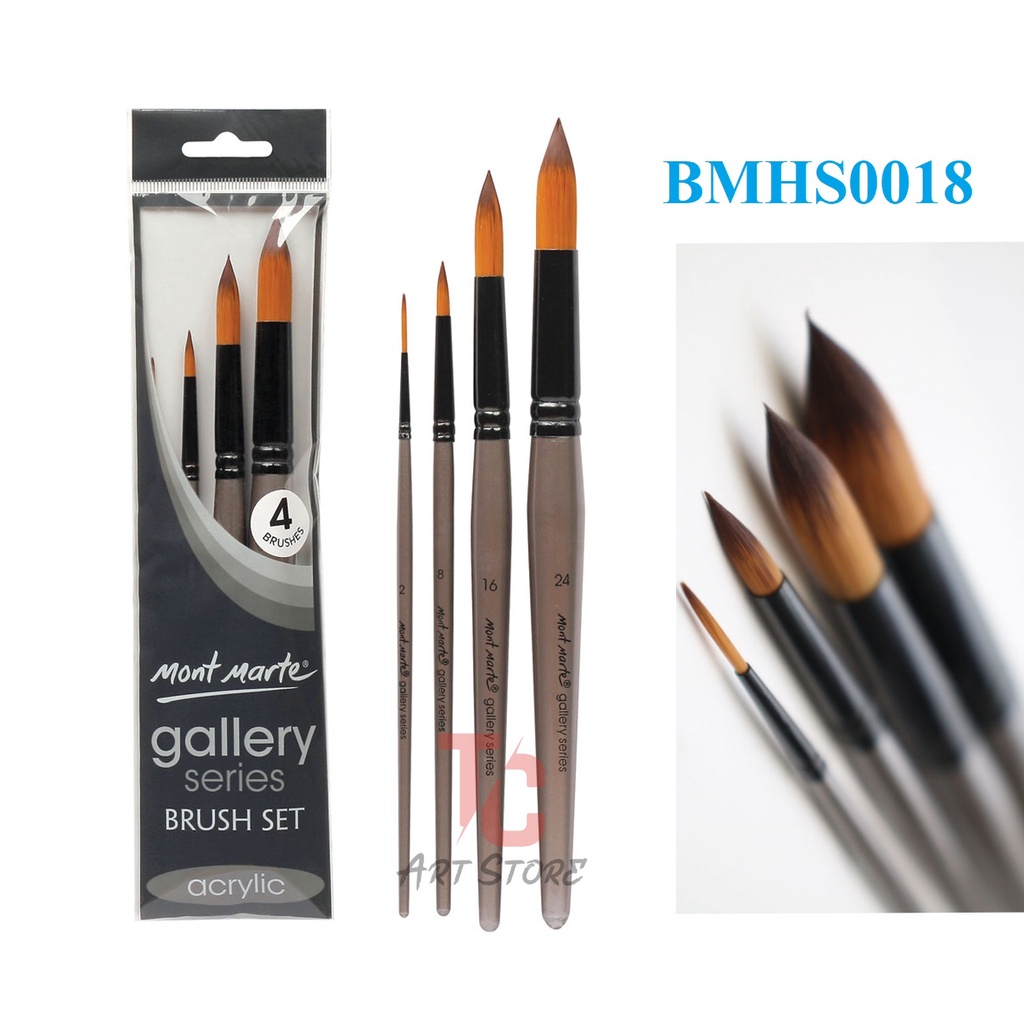 [ TC Art ] Cọ bộ 4 Cây Dùng cho ACRYLIC Mont Marte BMHS0018