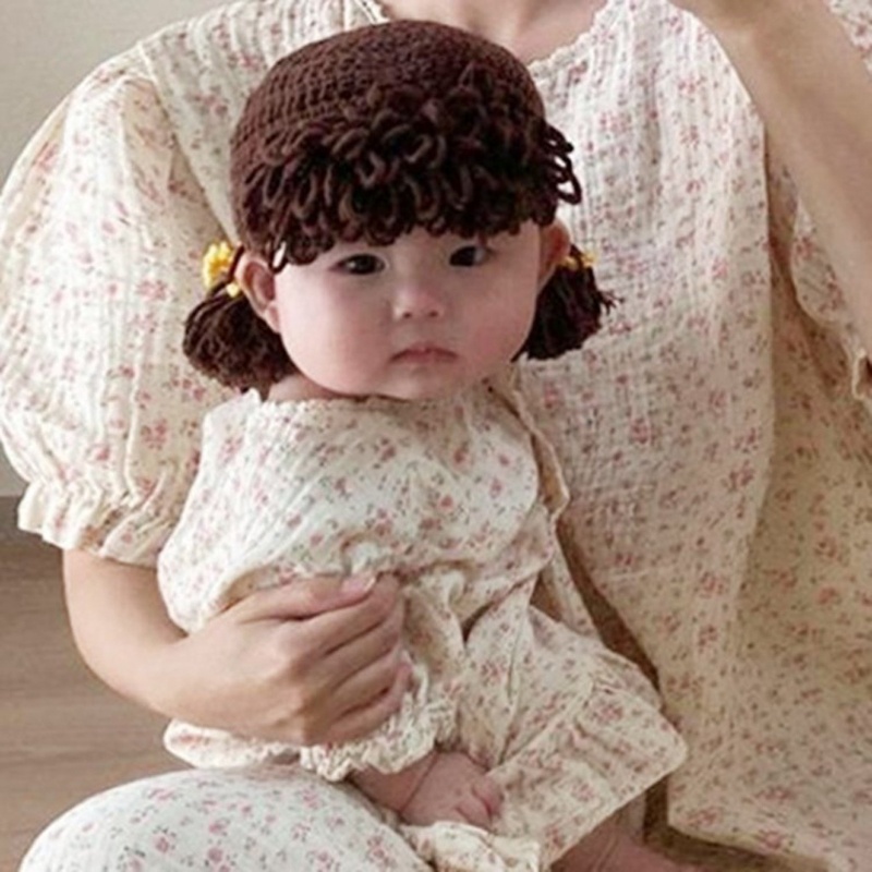 Mũ Beanie Dệt Kim Dùng Làm Đạo Cụ Chụp Ảnh Cho Bé Sơ Sinh
