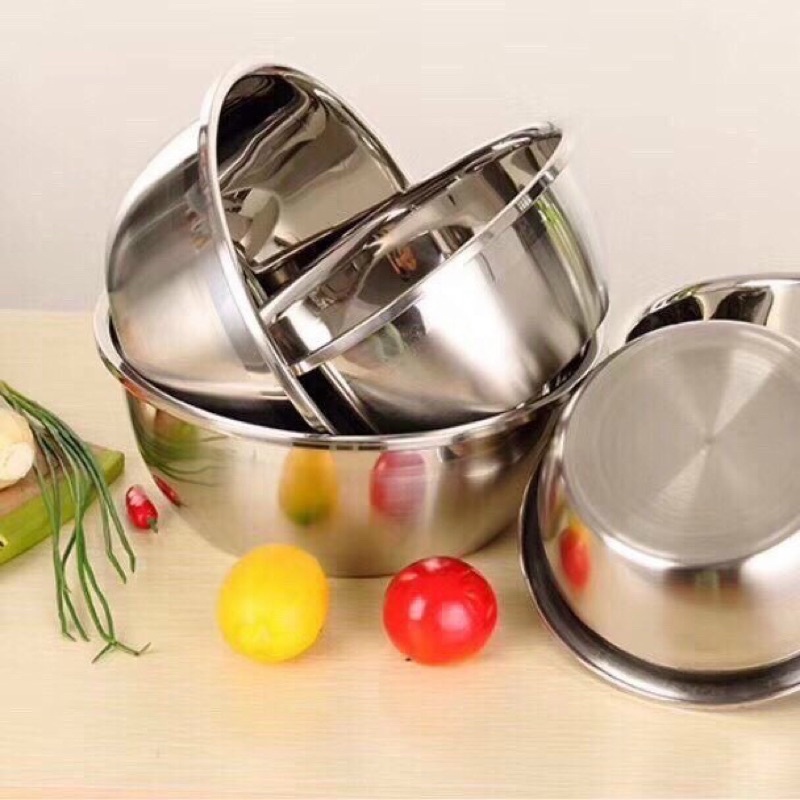 Thau Thố Trộn Salad Trộn Bột Chất Liệu Inox Sang Trọng Bền Đẹp Nhiều Kích Cỡ