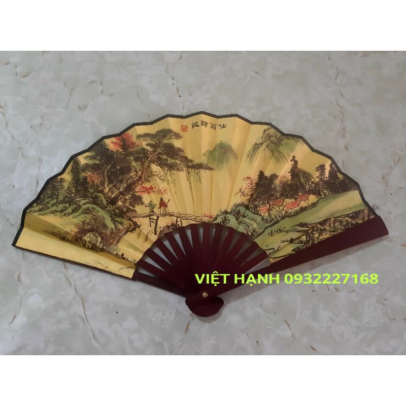 Quạt cầm tay nan gỗ - Đồ Hầu Đồng - Trang phục Phụ kiện Hầu Đồng
