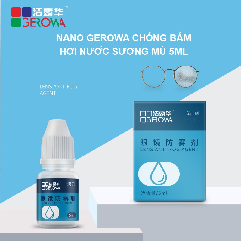 Dung dịch nano Gerowa chống bám hơi nước, sương mù 5ml - [Tặng kèm khăn lau kính]