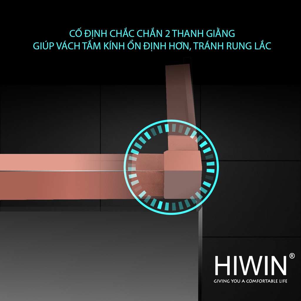 Chuyển góc 90 độ cabin tắm chất liệu inox 304 vàng hồng Hiwin cao cấp HL-035RG3