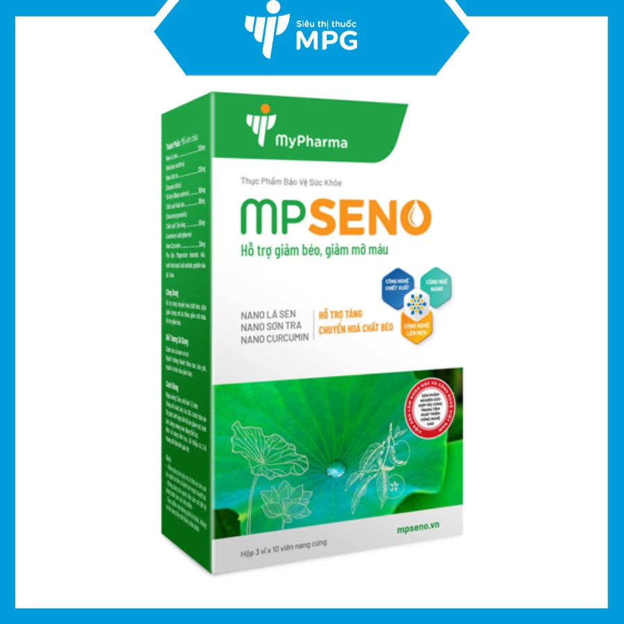 MPSENO - Viên giảm béo, giảm mỡ máu nano lá sen hộp 60v
