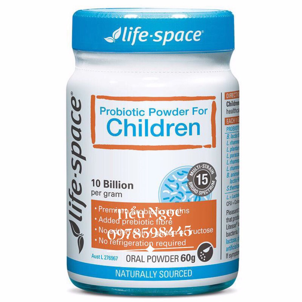 Men vi sinh life space probiotic powder children cho trẻ từ 3 -12 tuổi lọ 60g.Đủ bii chemist