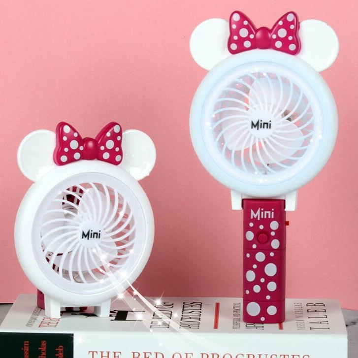 Quạt Tích Điện - Quạt mini cầm tay mickey có đèn led , gấp gọn được T2 - #quatminicamtay