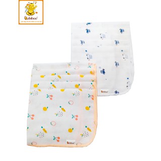 Set 5 khăn sữa xô in hình nhí 2 lớp babiboo - bk05