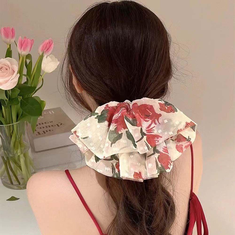 Kẹp Tóc Nơ Lớn Họa Tiết Hoa Xinh Xắn Thời Trang Mùa Hè Cho Nữ WMES15H