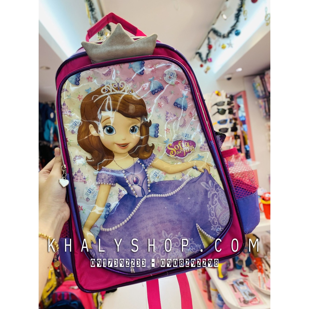 Balo trẻ em 16'' hình công chúa Sofia Princess cầm váy màu hồng tím cho học sinh bé gái - 740SFNG5021372