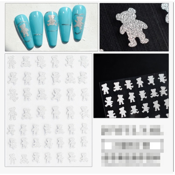 Sticker lấp lảnh trang trí nail MÃ SAO TIM GẤU