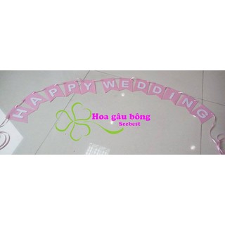 Dây chữ treo HAPPY WEDDING màu hồng