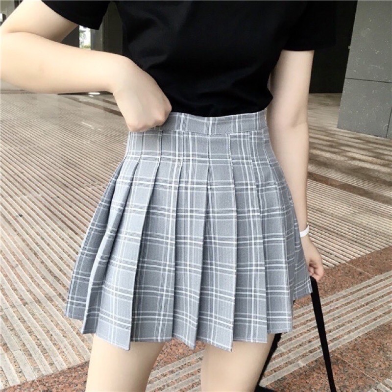 CHÂN VÁY TENNIS CARO ULZZANG KÈM ẢNH THẬT 🍀🍀😇😇