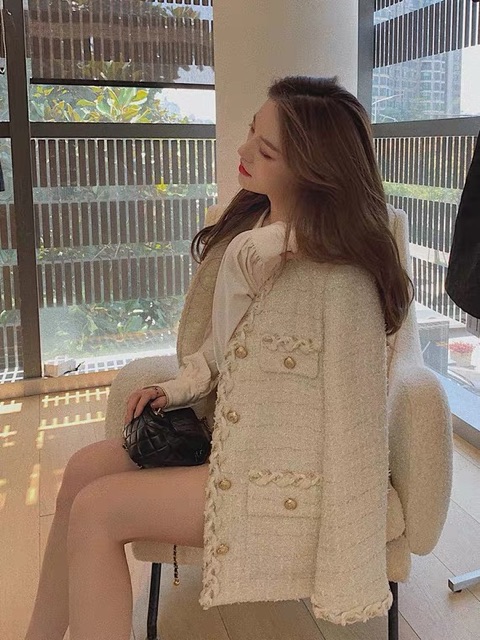 Áo dạ tweed viền nâu