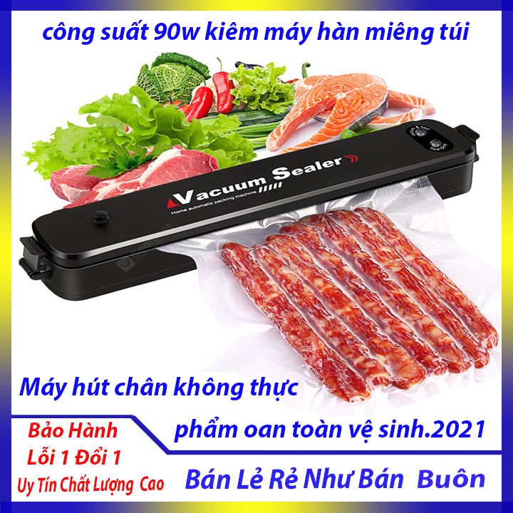 Máy hút chân không thực phẩm Vacuum Sealer dùng cho gia đình- Tặng 15 túi hút chân không rộng 20cm dài 25cm