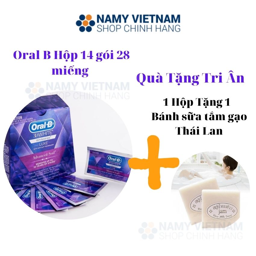 [Hộp 14 gói]Miếng dán trắng răng ❤ FREESHIP ❤ Miếng dán răng 3D White Luxe Advanced oral b - oral b (Có bill hàng úc)