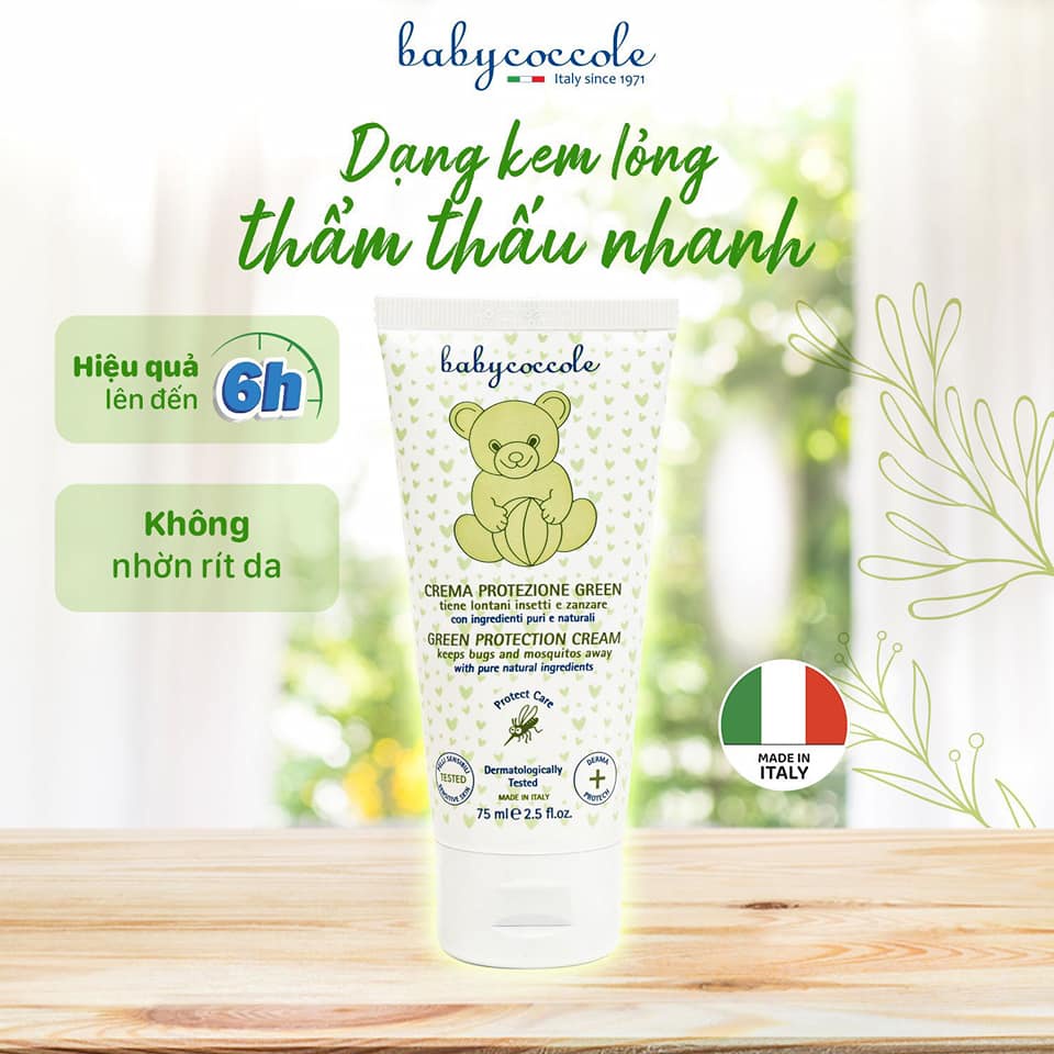 Kem bôi xua muỗi cho bé BABYCOCCOLE 0m+ 75ml, kem đuổi muỗi tía tô đất 75ml - Monnie Kids