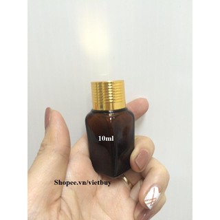 Chai thủy tinh vuông nâu nắp vặn 10ml
