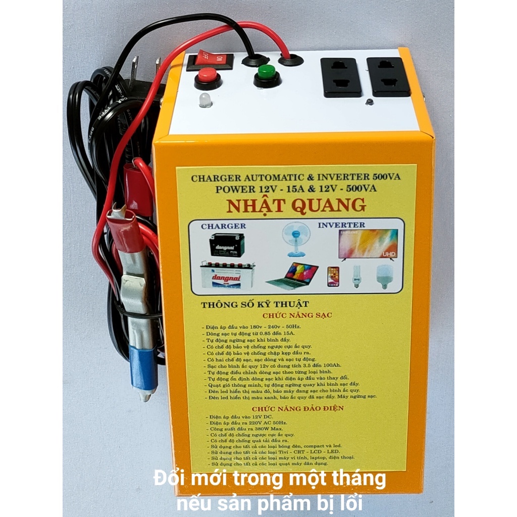 MÁY SẠC BÌNH ẮC QUY 12V TỰ ĐỘNG VÀ ĐẢO ĐIỆN 12V RA 220V AC